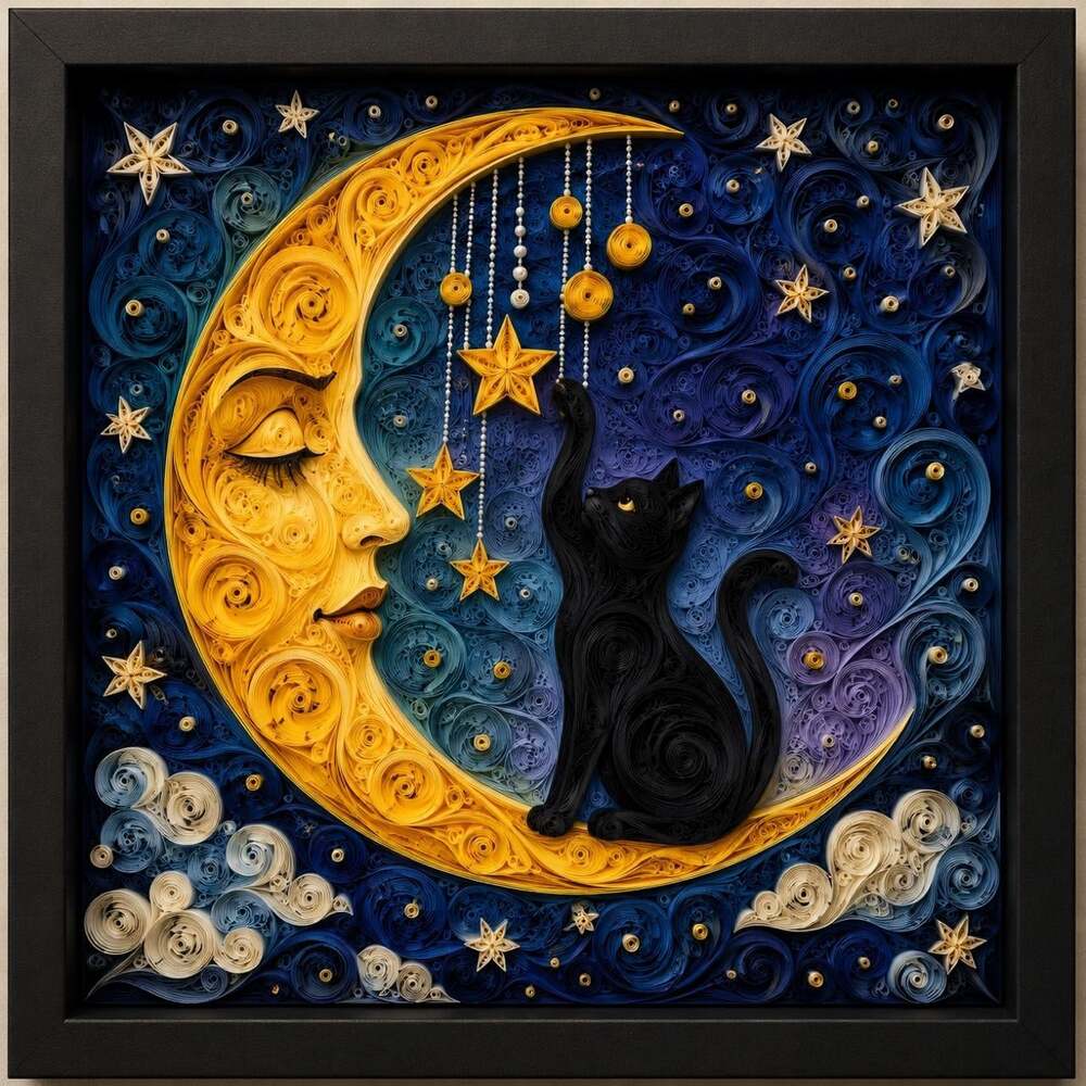 8 X 8 Black Framed Black Cat 2432